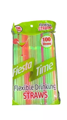 Трубочки для напитков Fiesta Time, гибкие, 100 шт, разноцветные